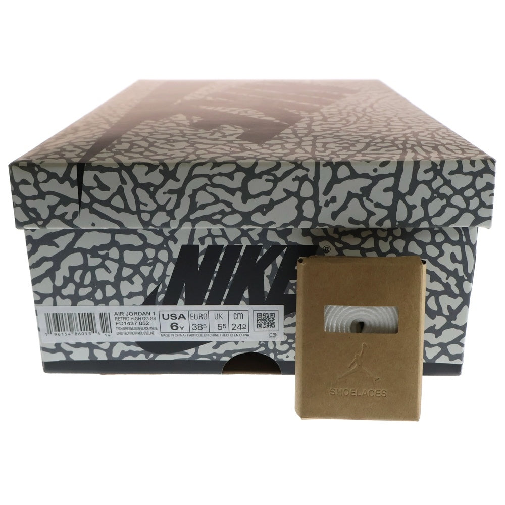 NIKE(ナイキ) GS AIR JORDAN 1 HIGH OG White Cement エアジョーダン1 ホワイト セメント ハイカットスニーカー グレー/ホワイト US6Y/24cm FD1437-052 レディース