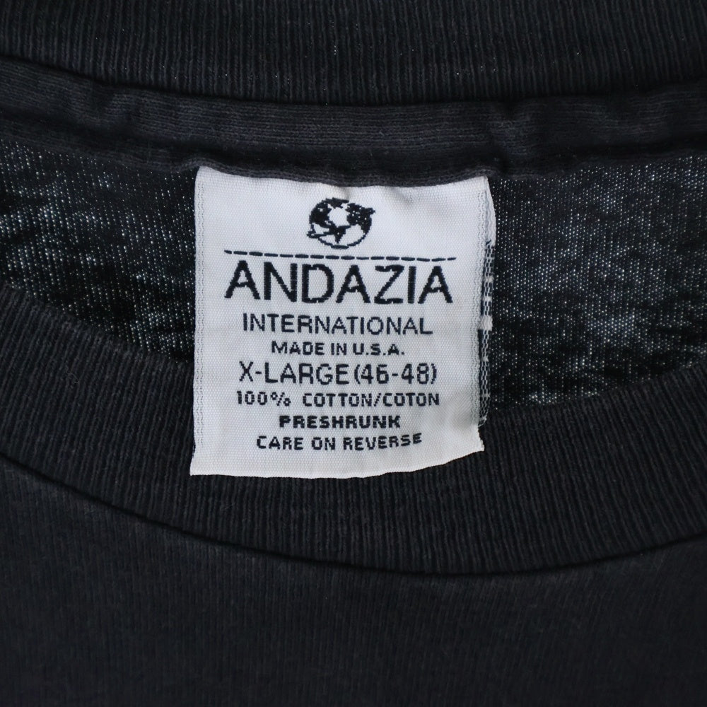 VINTAGE(ヴィンテージ) 90S 不思議の国のアリス チェシャ猫 フロントプリント ANDAZIA 半袖Tシャツカットソー ブラック