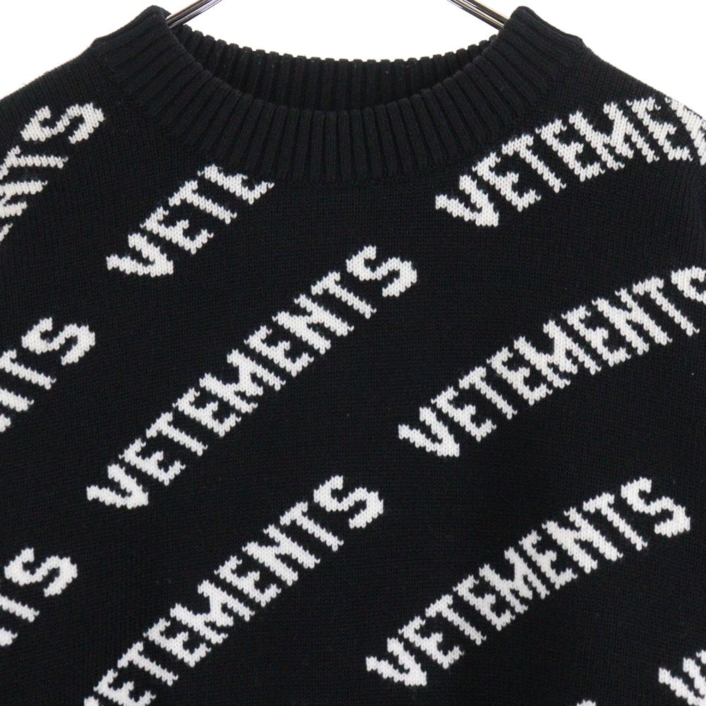 VETEMENTS(ヴェトモン) ロゴ総柄ニット ジャガード セーター ブラック UE54KN220X