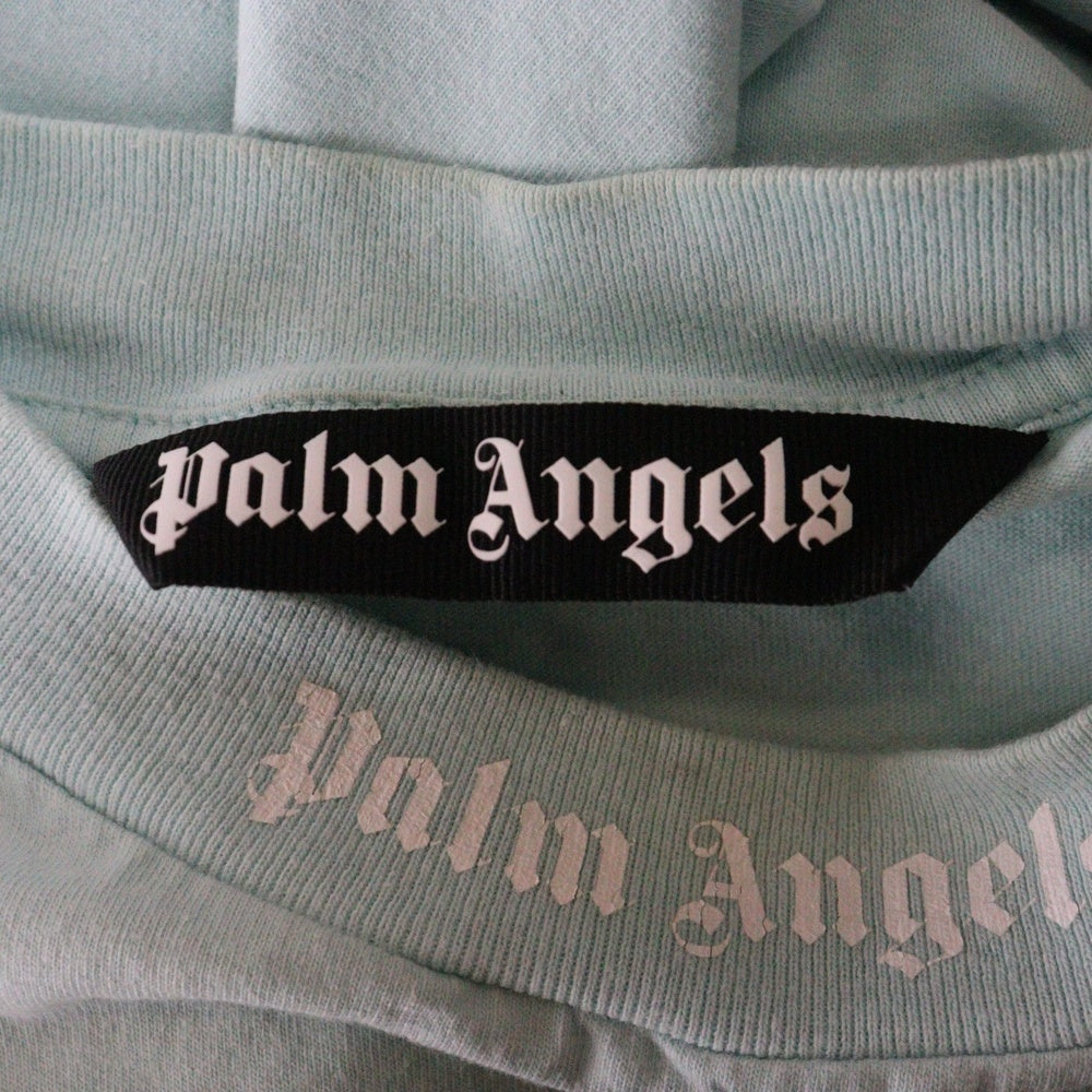 Palm Angels(パームエンジェルス) バック ロゴプリント クルーネック 半袖Tシャツ カットソー ブルー PMAA002C99JER006