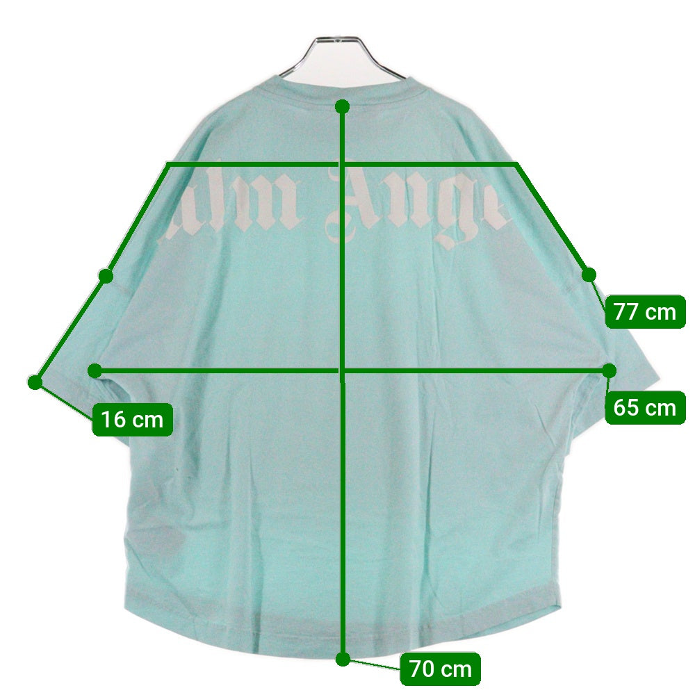 Palm Angels(パームエンジェルス) バック ロゴプリント クルーネック 半袖Tシャツ カットソー ブルー PMAA002C99JER006