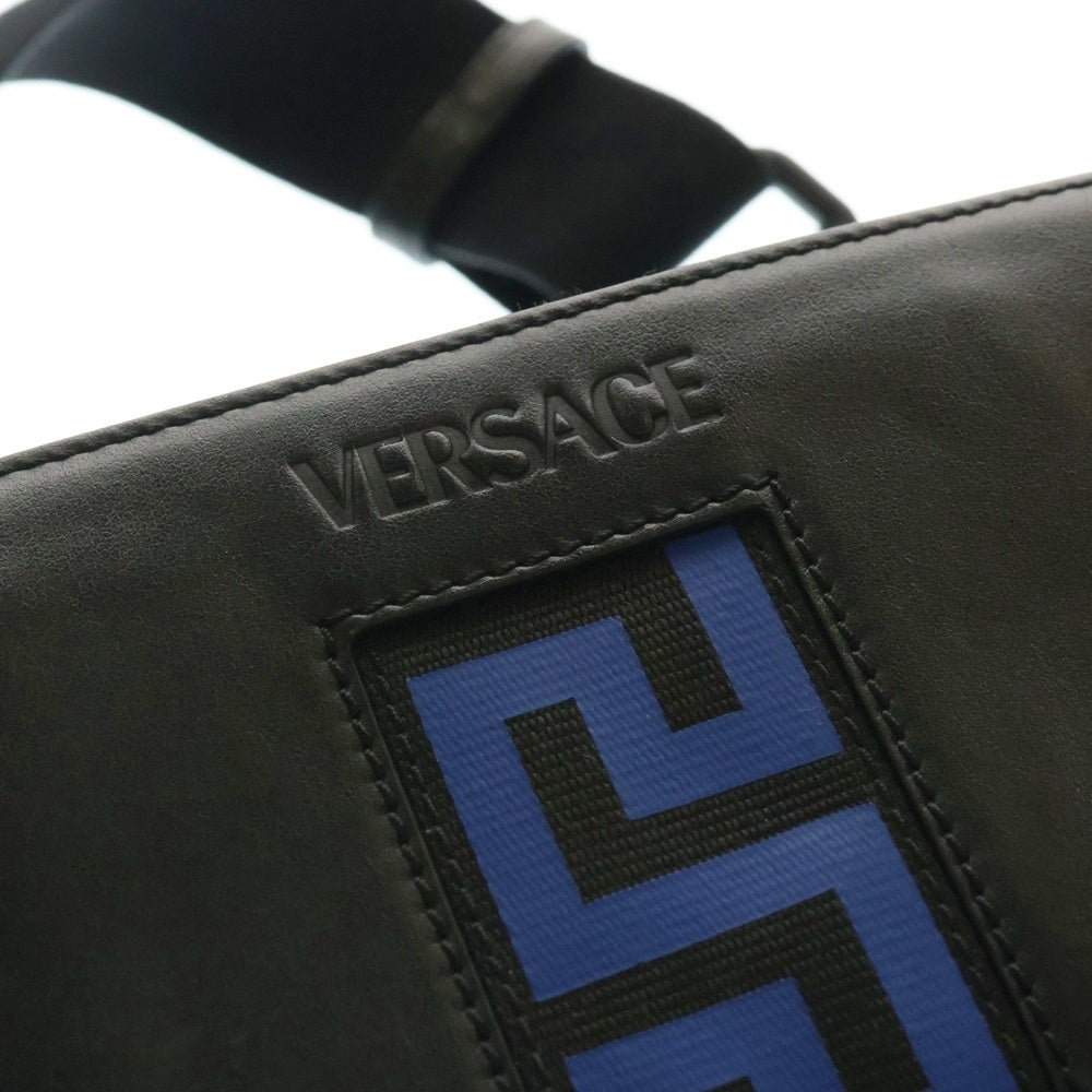 VERSACE(ヴェルサーチ) グレカロゴ レザー ショルダーバッグ カメラバッグ ブラック 1011796