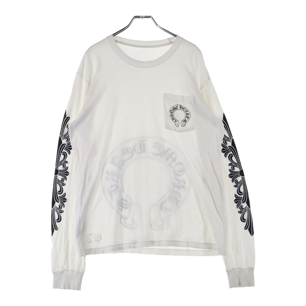 CHROME HEARTS(クロムハーツ) Floral Horseshoe L/S Tee フローラルホースシュー長袖Tシャツ カットソー ホワイト