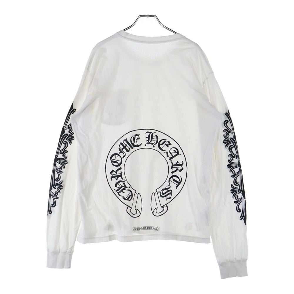 CHROME HEARTS(クロムハーツ) Floral Horseshoe L/S Tee フローラルホースシュー長袖Tシャツ カットソー ホワイト