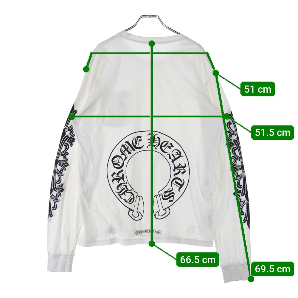 CHROME HEARTS(クロムハーツ) Floral Horseshoe L/S Tee フローラルホースシュー長袖Tシャツ カットソー ホワイト