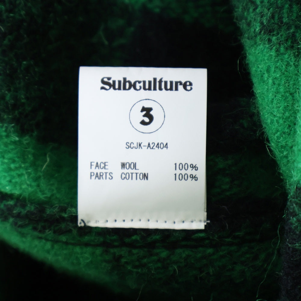 SUBCULTURE(サブカルチャー) 24AW BUFFALO CHECK JACKET バッファロー チェック シャツ ジャケット グリーン