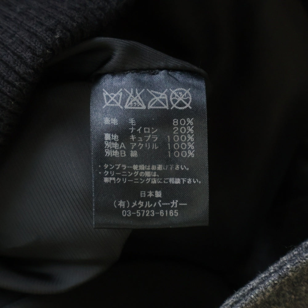 DIET BUTCHER SLIM SKIN(ダイエットブッチャー スリムスキン) ウールジャケット 袖レザー切り替え ダブルジップジャケット グレー