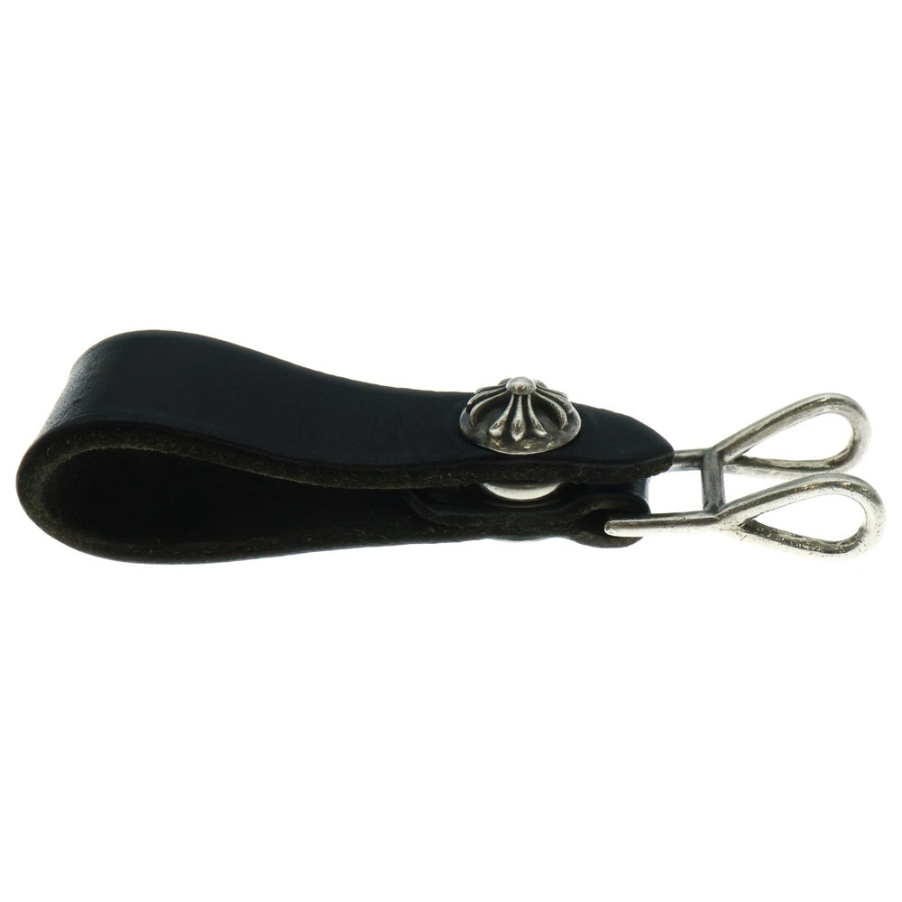 CHROME HEARTS(クロムハーツ) BELT LOOP クロスボールボタンレザーベルトループ シルバー/ブラック BCA397