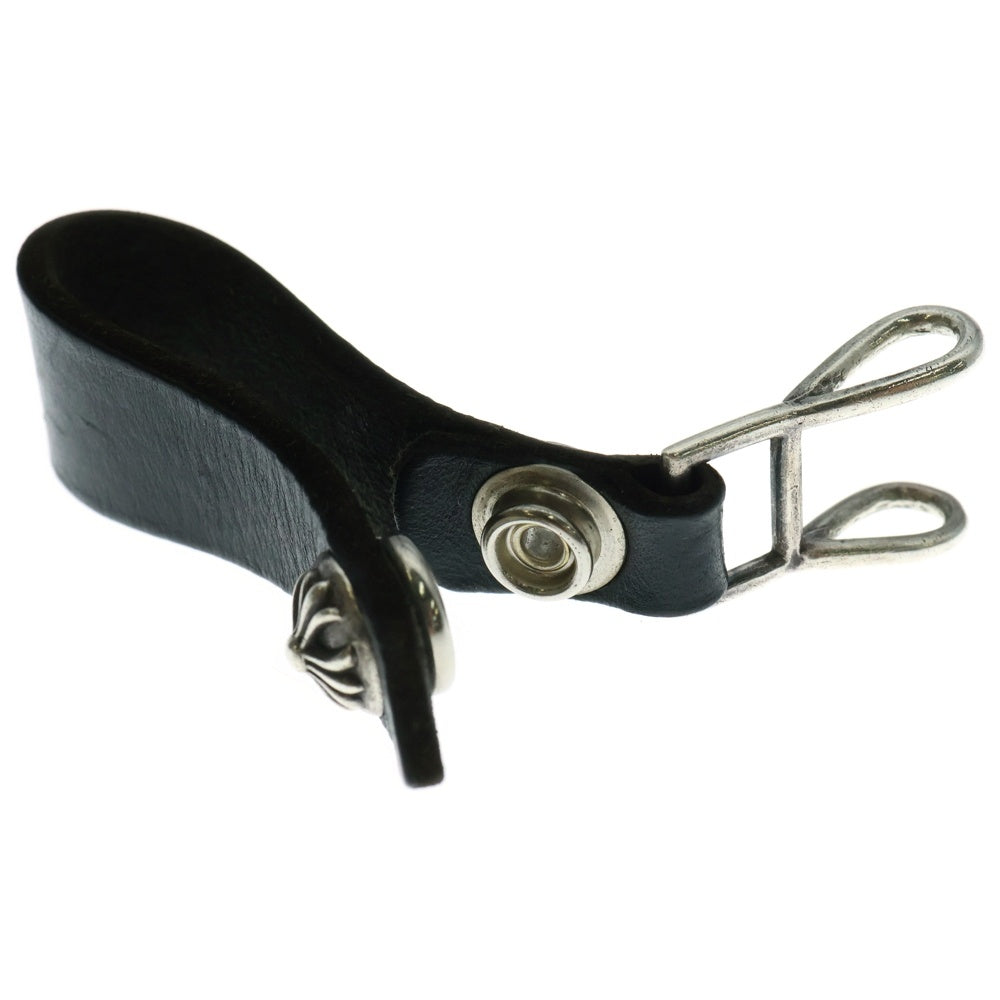 CHROME HEARTS(クロムハーツ) BELT LOOP クロスボールボタンレザーベルトループ シルバー/ブラック BCA397