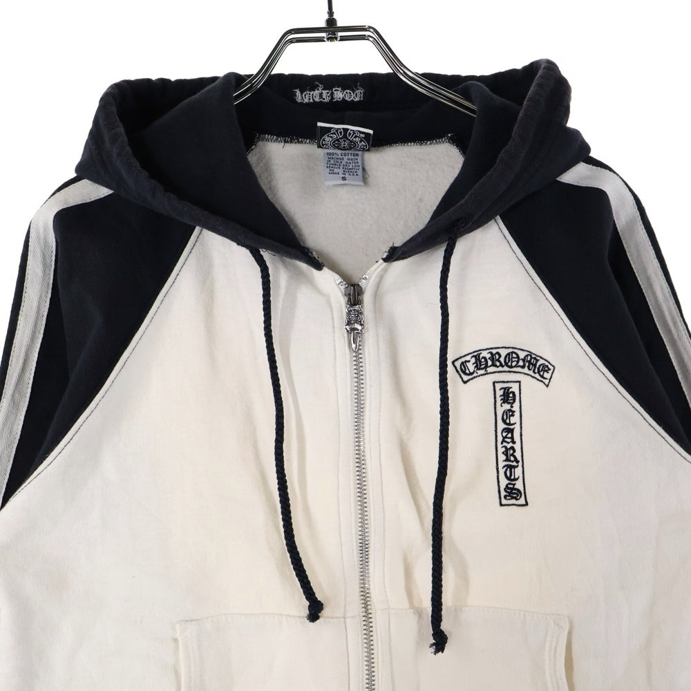 CHROME HEARTS(クロムハーツ) OLD SWTSHRT HD ZIP オールド 切り返し ダガージップアップ パーカー スウェット ブラック/ホワイト