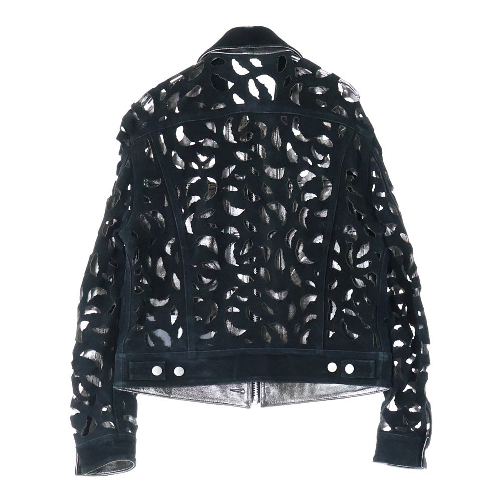 MASU(エムエーエスユー) WING-CUT LEATHER TRUCKER JACKET カットアウトデザインスウェードトラッカージャケット ブラック BL0924