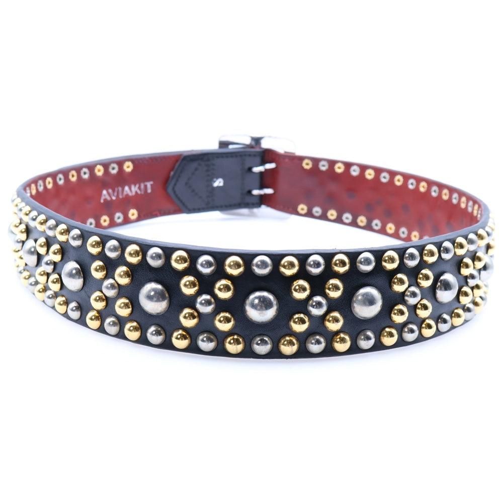 Lewis Leathers(ルイスレザー) AVIAKIT Ton Ten Belt スタッズレザーベルト ブラック