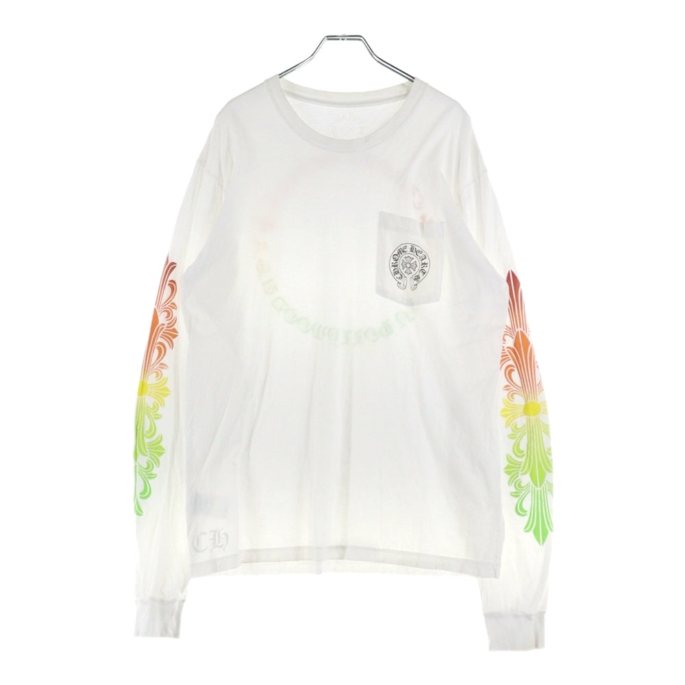 CHROME HEARTS(クロムハーツ) 袖グラデーションフローラル クルーネック 長袖Tシャツ カットソー ホワイト