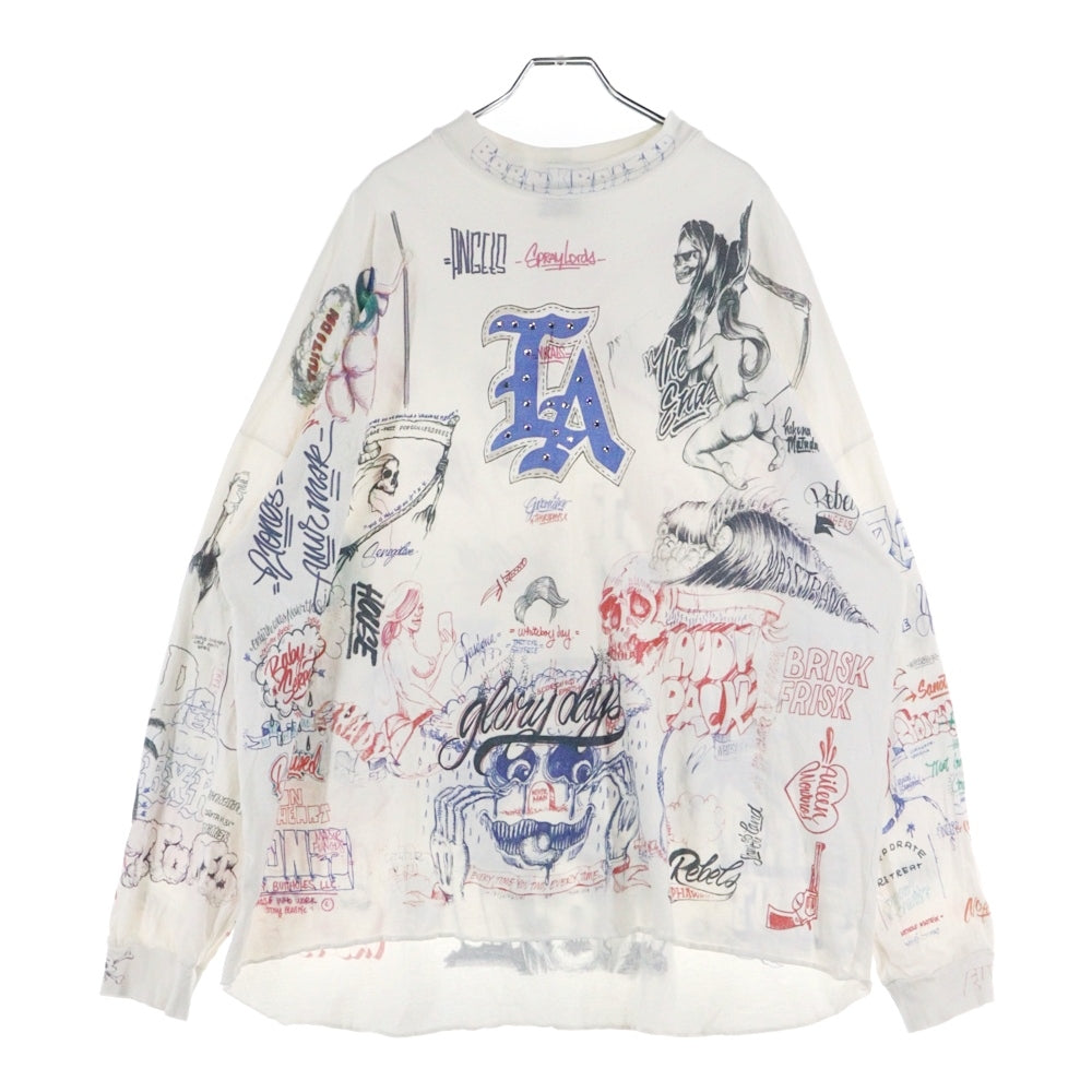 SAINT MICHAEL(セントマイケル) 24SS × BORN X RAISED BR LS TEE LA WHITE SM-YS8-0000-C10 ボーンアンドレイズド マルチデザイン長袖Tシャツ カットソー ホワイト