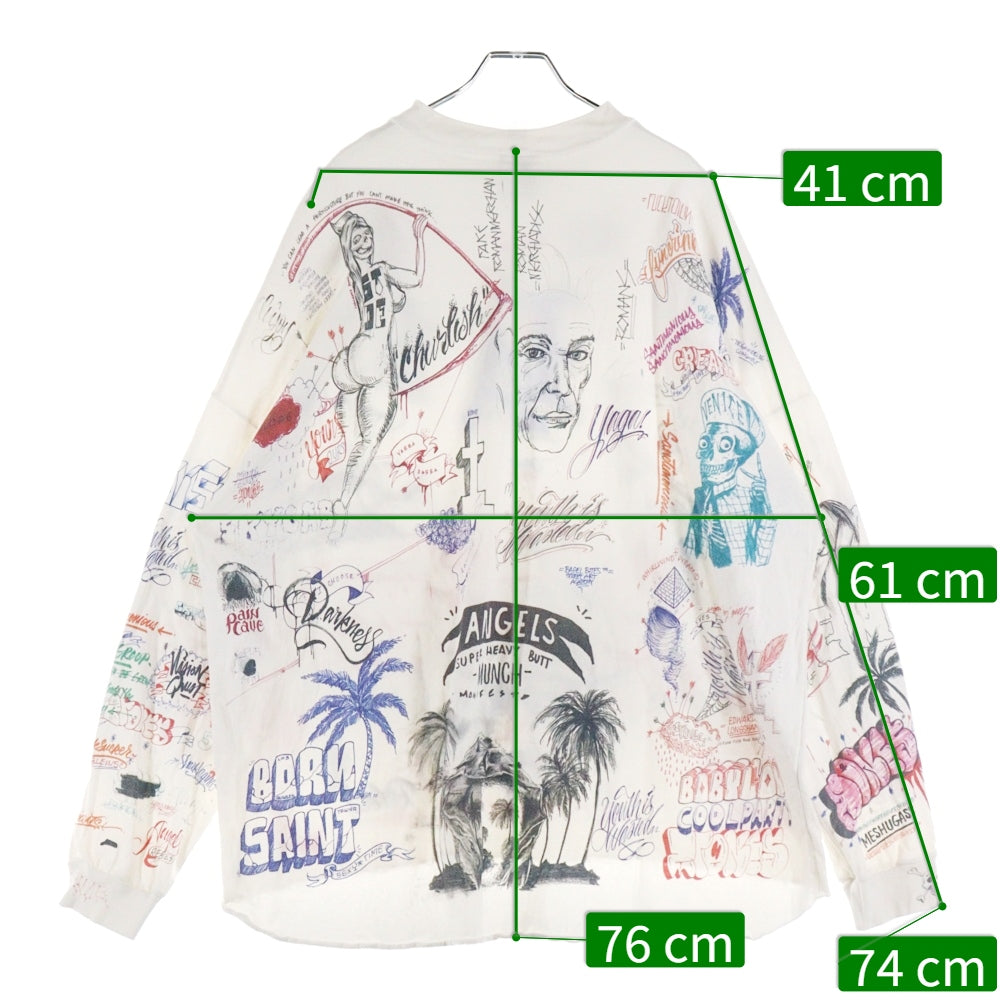 SAINT MICHAEL(セントマイケル) 24SS × BORN X RAISED BR LS TEE LA WHITE SM-YS8-0000-C10 ボーンアンドレイズド マルチデザイン長袖Tシャツ カットソー ホワイト