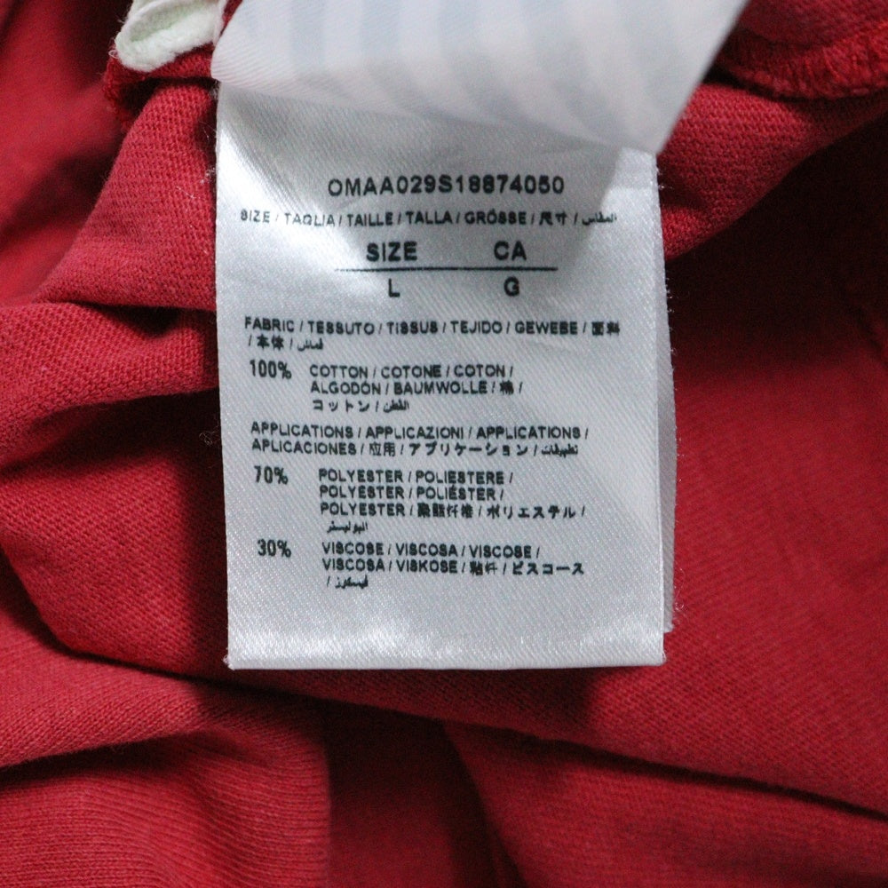 OFF-WHITE(オフホワイト) ×Champion チャンピオン ロゴ刺繍 バックプリント クルーネック半袖Tシャツ カットソー レッド OMAA029S18874050