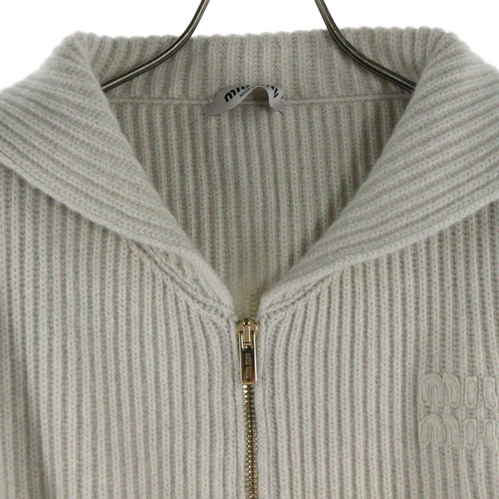 miumiu(ミュウミュウ) 23AW ウールカシミヤニット ジップアップ カーディガン ゴールド金具 MMF846 S000 14E7
