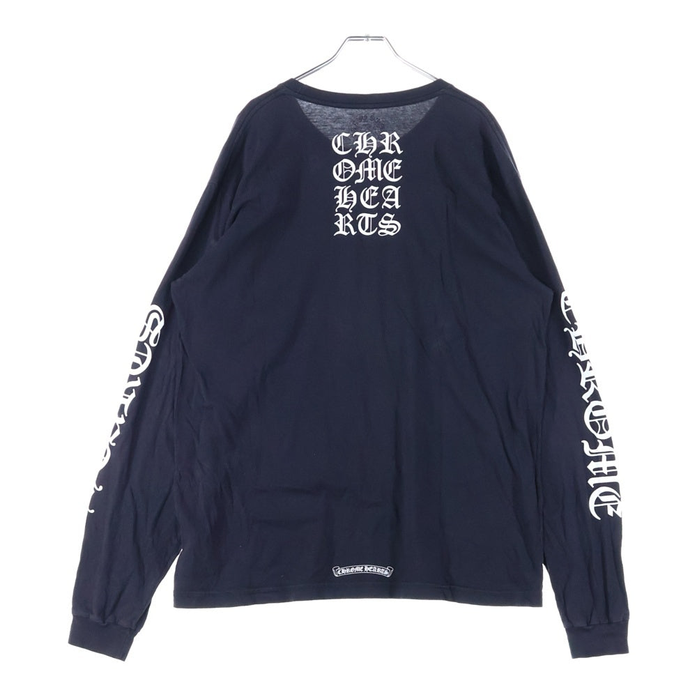 CHROME HEARTS(クロムハーツ) Vertical Logo Tee ヴァーティカルロゴ 長袖Tシャツ 胸ポケットロゴ バックロゴ 長袖カットソー ホワイト/ブラック