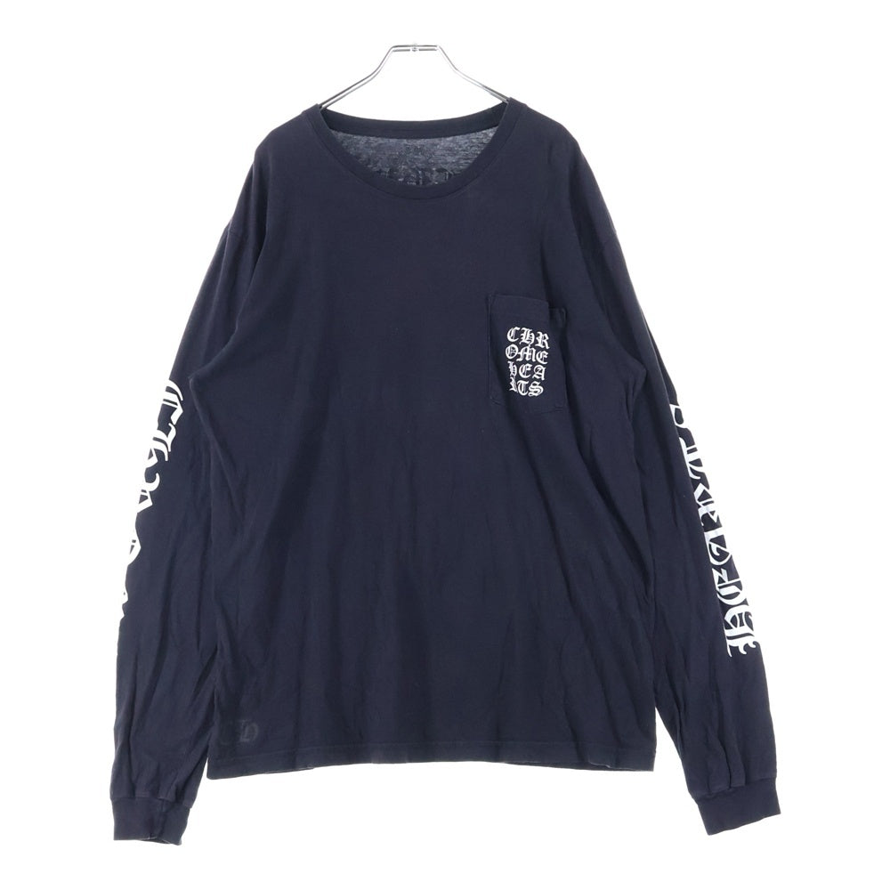 CHROME HEARTS(クロムハーツ) Vertical Logo Tee ヴァーティカルロゴ 長袖Tシャツ 胸ポケットロゴ バックロゴ 長袖カットソー ホワイト/ブラック