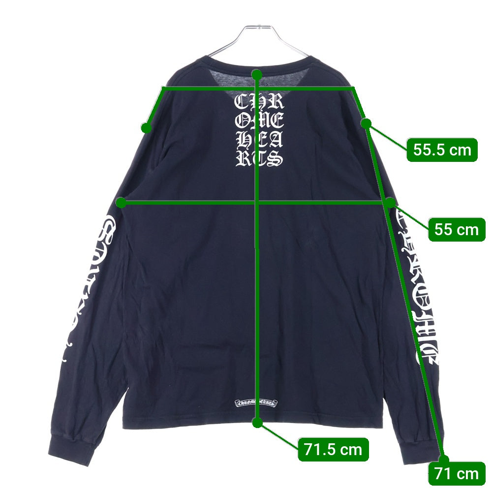 CHROME HEARTS(クロムハーツ) Vertical Logo Tee ヴァーティカルロゴ 長袖Tシャツ 胸ポケットロゴ バックロゴ 長袖カットソー ホワイト/ブラック
