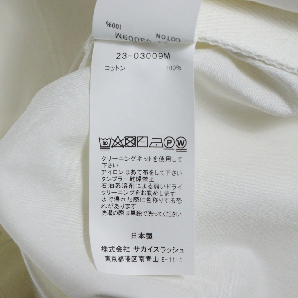 Sacai(サカイ) 23SS コットンポプリンシャツ オーバーサイズ ショートスリーブ 半袖シャツ ホワイト 23-03009M