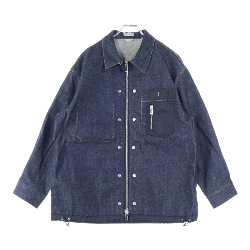 DIOR(ディオール) 21AW ×Sacai Over Shirt Low Cotton Denim 213D487AY507 サカイ ローコットン ジップアップデニムオーバーシャツ ジャケット インディゴ