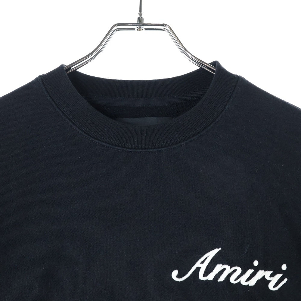 AMIRI(アミリ) ロゴ刺繡 クルーネック スウェットトレーナー ブラック