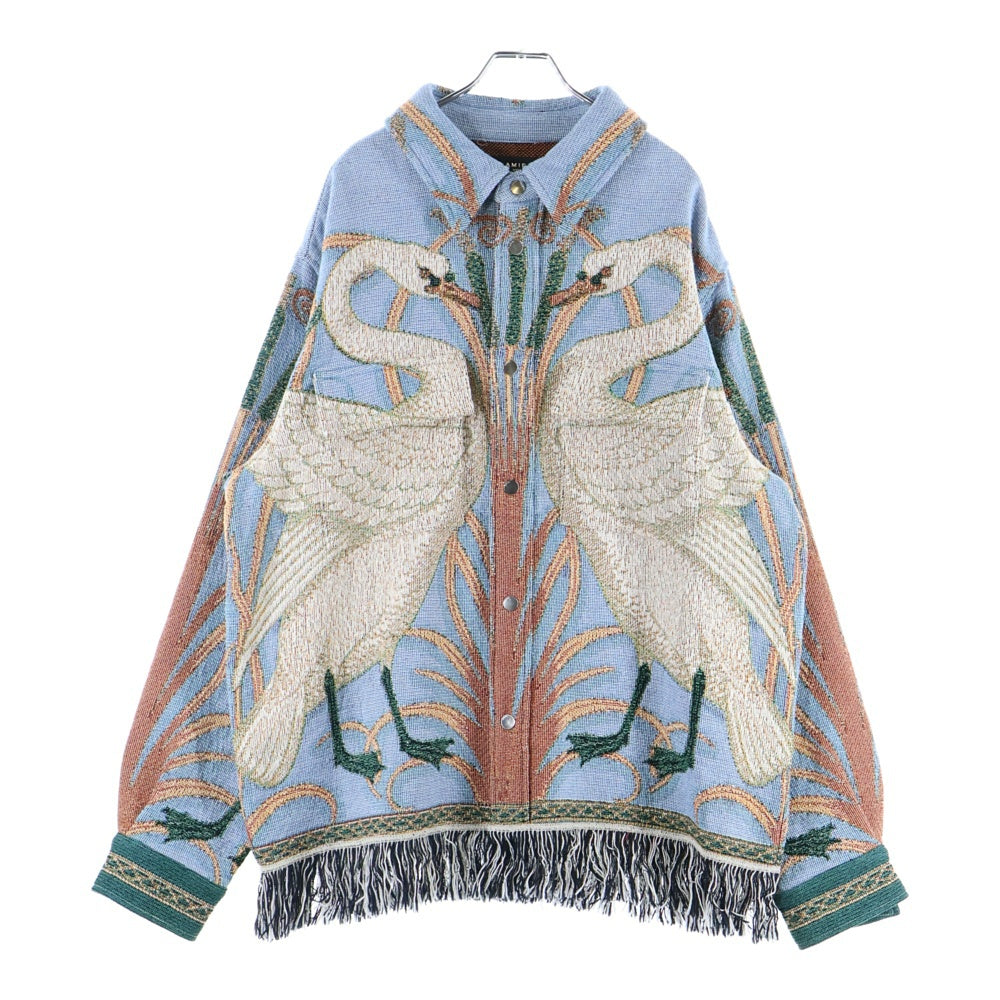 AMIRI(アミリ) Swan Tapestry Overshirt スワン タペストリー オーバーシャツ ブルー