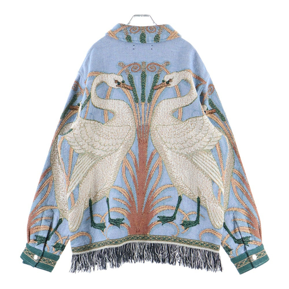 AMIRI(アミリ) Swan Tapestry Overshirt スワン タペストリー オーバーシャツ ブルー