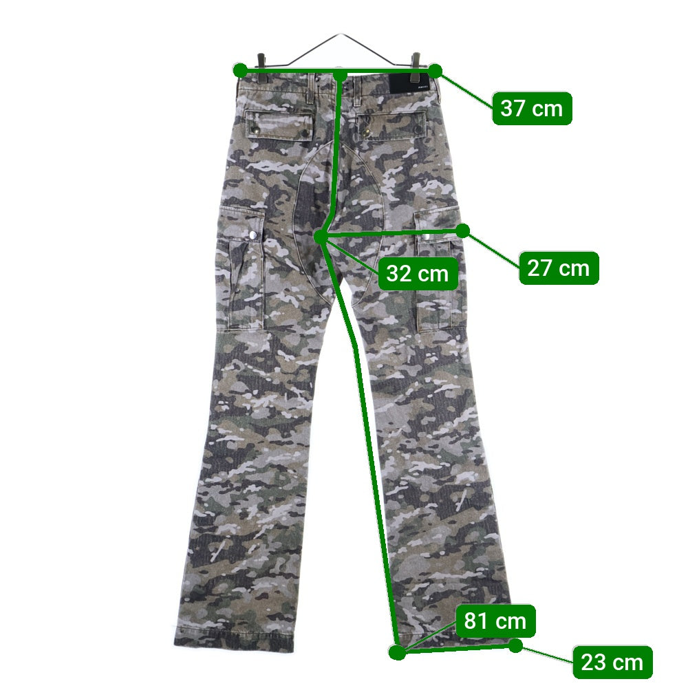 AMIRI(アミリ) M65 CARGO KICK FLARE カモフラ ロゴプレート付き フレアカーゴパンツ トラウザー マルチ