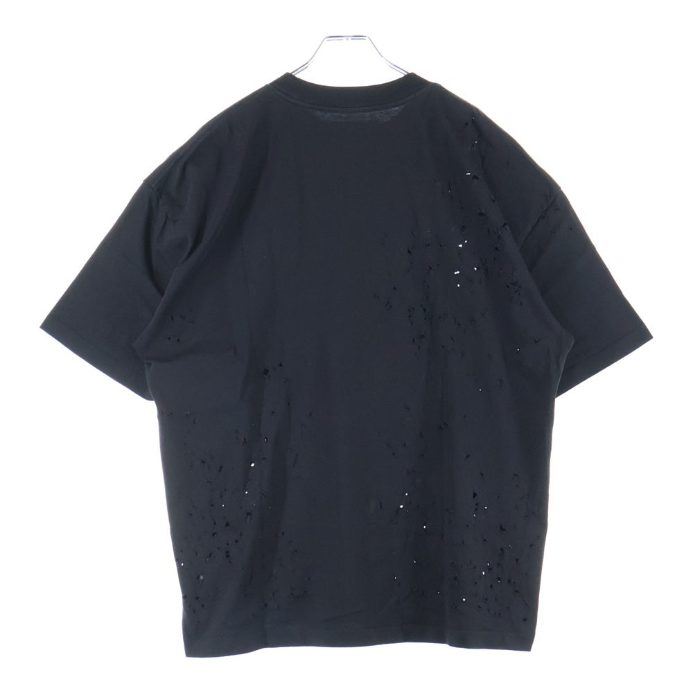 AMIRI(アミリ) ショットガン加工 ハリウッド MAロゴ 半袖Tシャツ ブラック
