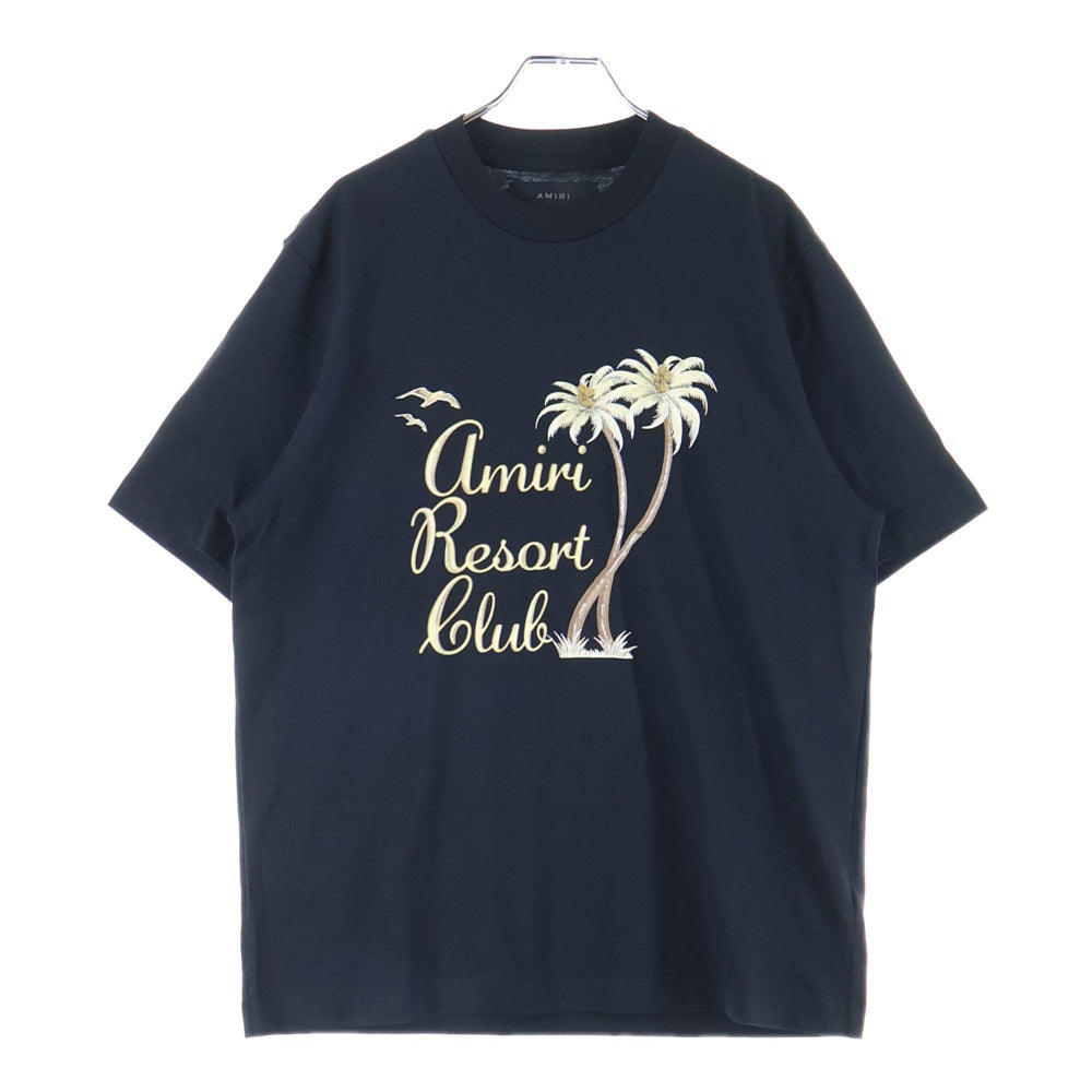 AMIRI(アミリ) パーム ツリー プリント ラメ加工 半袖Tシャツ ブラック