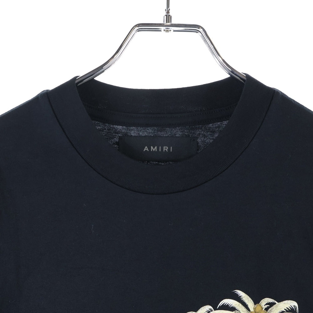 AMIRI(アミリ) パーム ツリー プリント ラメ加工 半袖Tシャツ ブラック