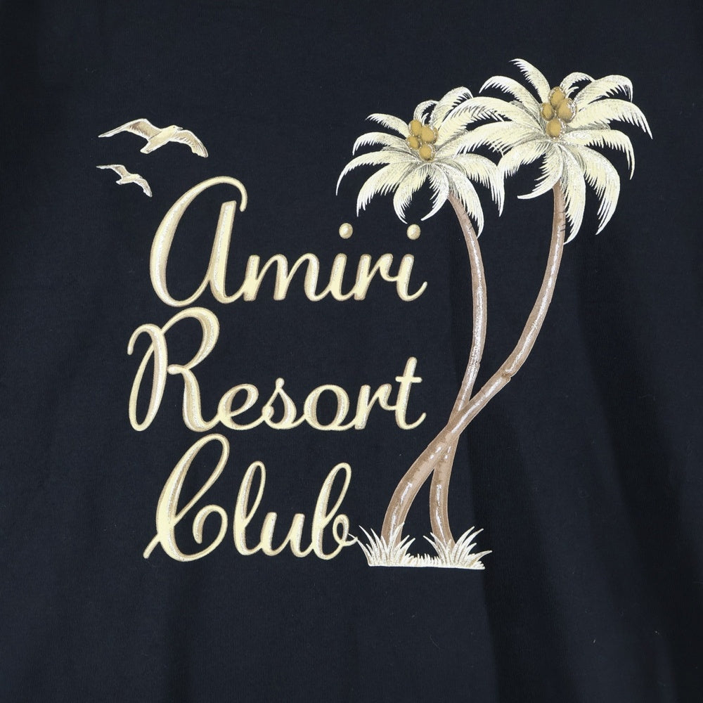 AMIRI(アミリ) パーム ツリー プリント ラメ加工 半袖Tシャツ ブラック