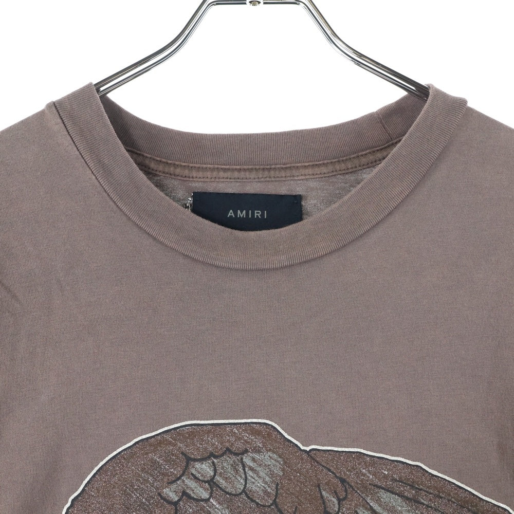 AMIRI(アミリ) イーグルプリント ラメ加工 半袖Tシャツ ブラウン