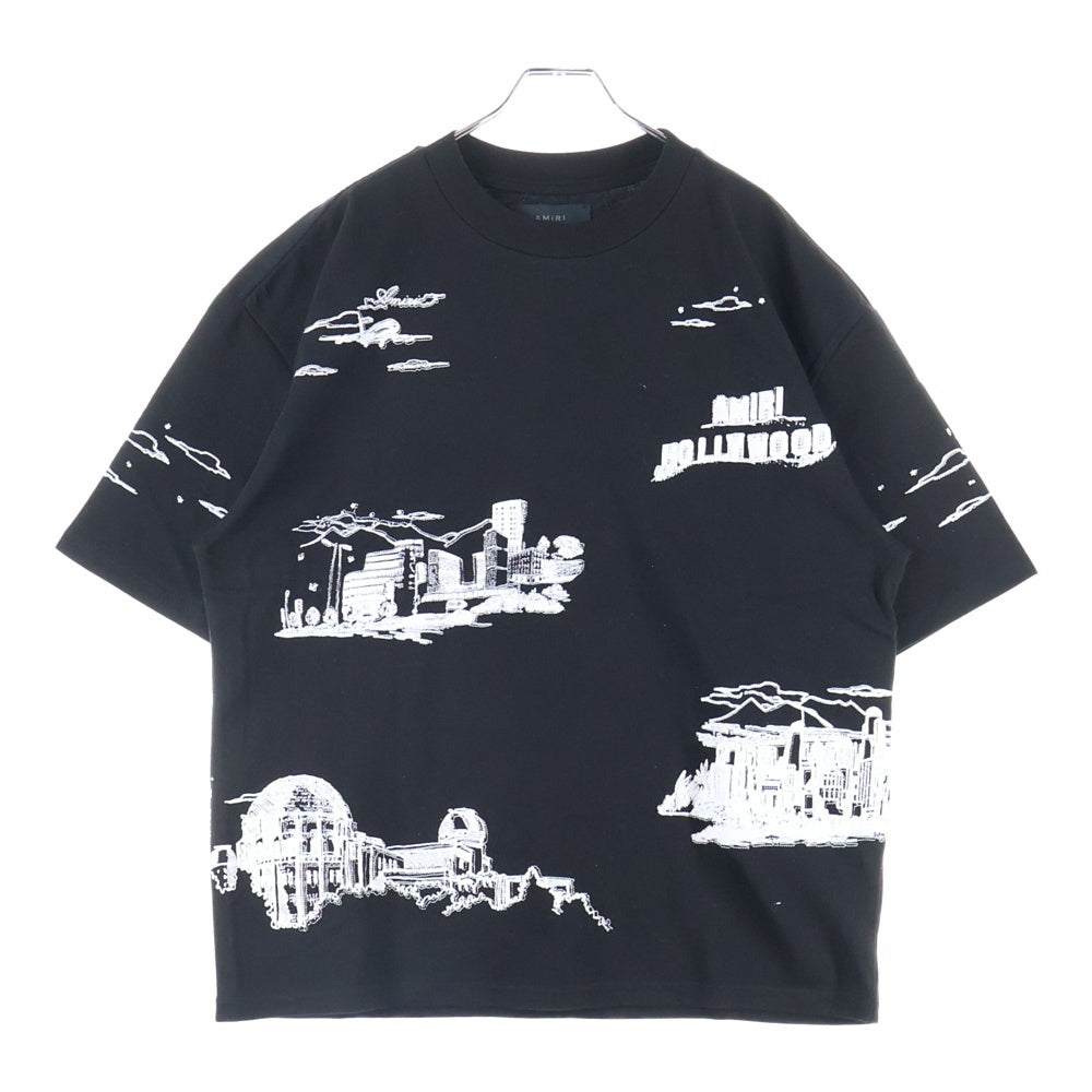 AMIRI(アミリ) ハリウッド 刺繍 半袖Tシャツ ブラック カットソー