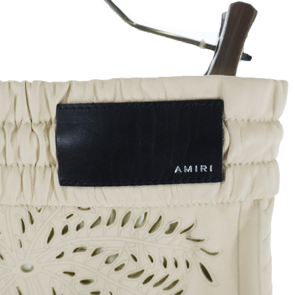 AMIRI(アミリ) レザー ポッケット デニム ショーツ ハーフパンツ ホワイト
