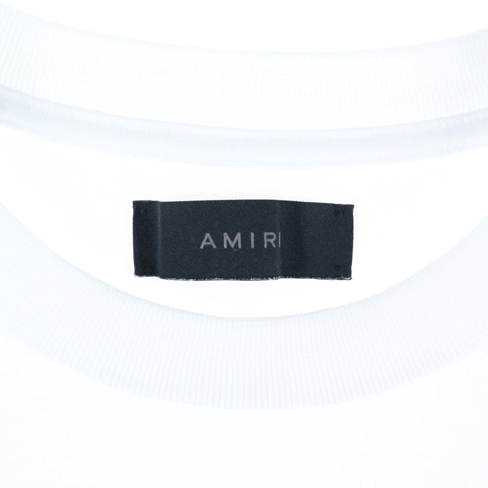 AMIRI(アミリ) ショットガン加工 ハリウッド MAロゴ 半袖Tシャツ ホワイト