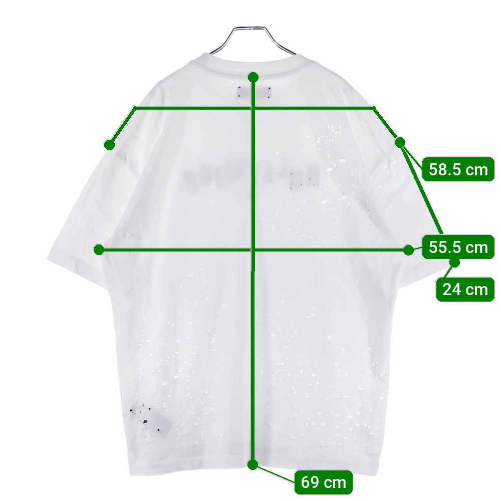 AMIRI(アミリ) ショットガン加工 ハリウッド MAロゴ 半袖Tシャツ ホワイト