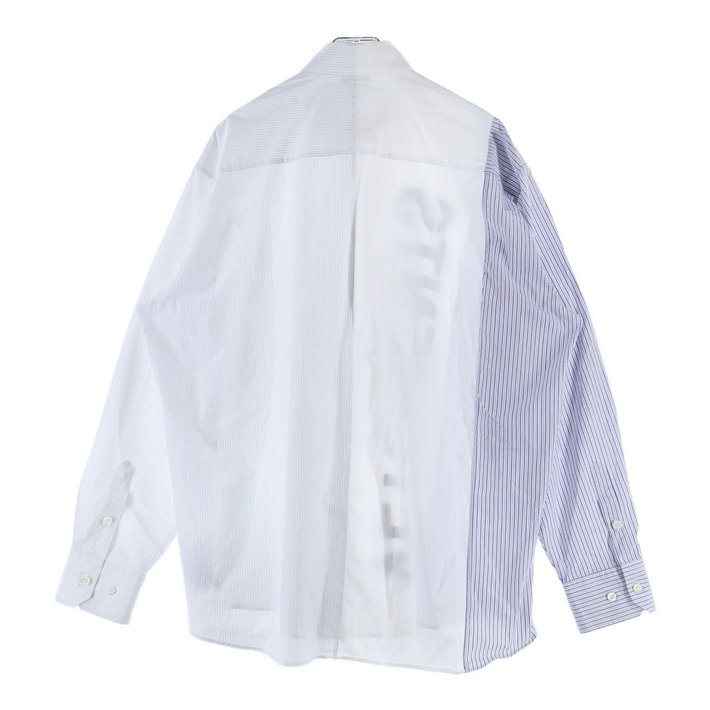 VETEMENTS(ヴェトモン) 21AW Cut-Up Logo Shirt フロントロゴプリント長袖シャツ ブルー UA52SH650S