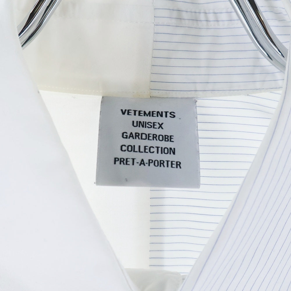 VETEMENTS(ヴェトモン) 21AW Cut-Up Logo Shirt フロントロゴプリント長袖シャツ ブルー UA52SH650S
