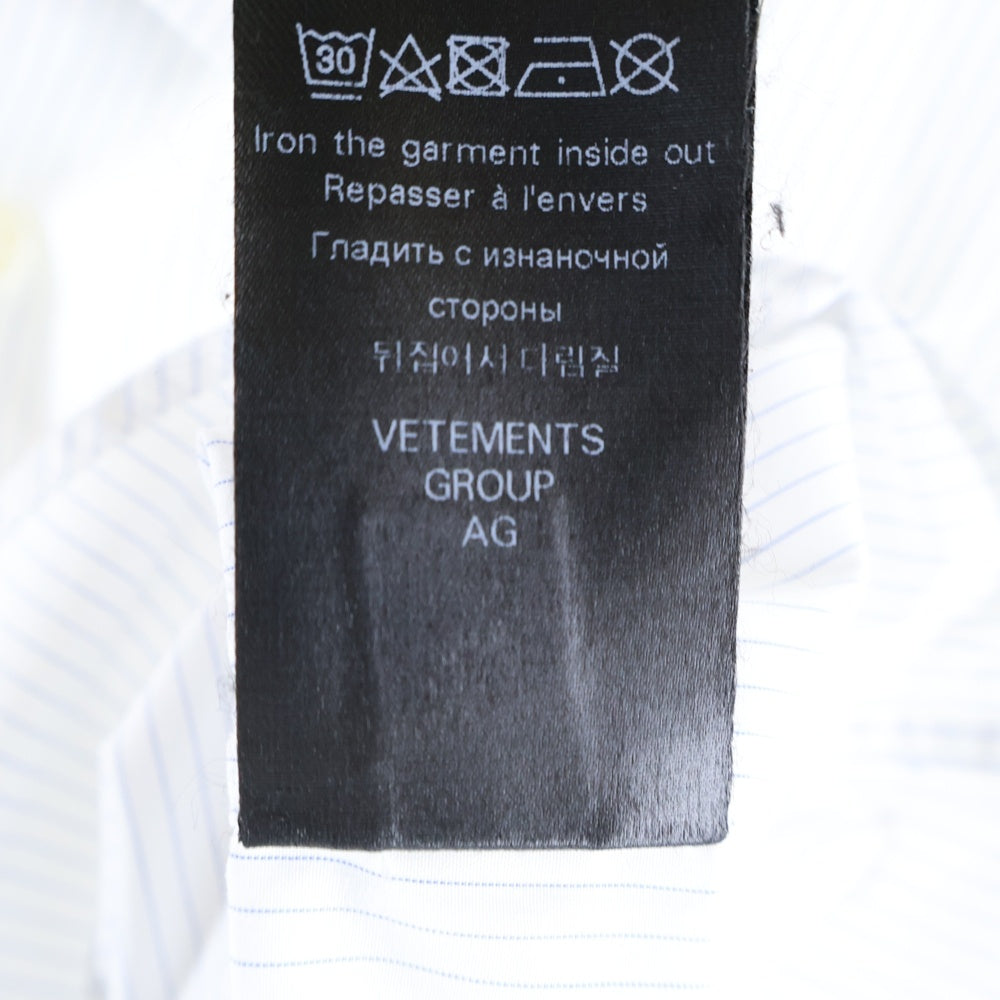 VETEMENTS(ヴェトモン) 21AW Cut-Up Logo Shirt フロントロゴプリント長袖シャツ ブルー UA52SH650S