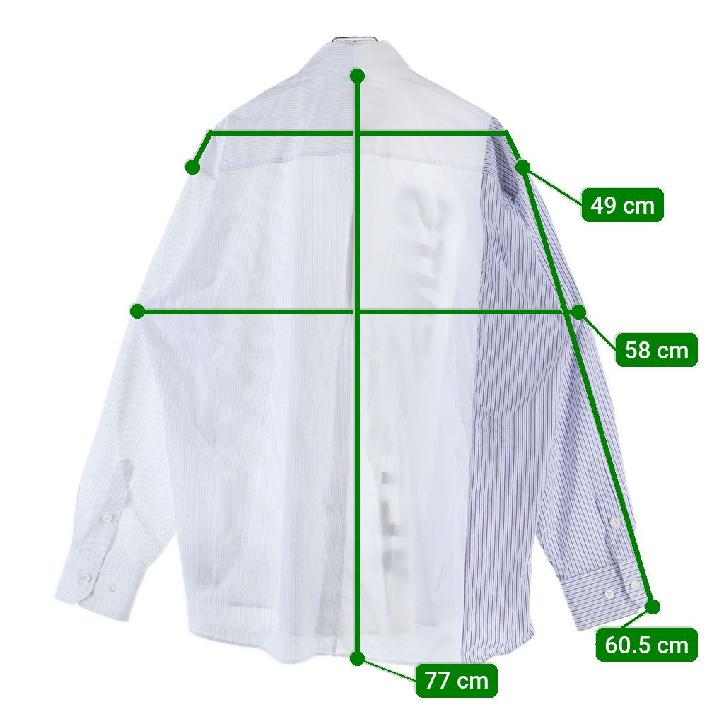 VETEMENTS(ヴェトモン) 21AW Cut-Up Logo Shirt フロントロゴプリント長袖シャツ ブルー UA52SH650S