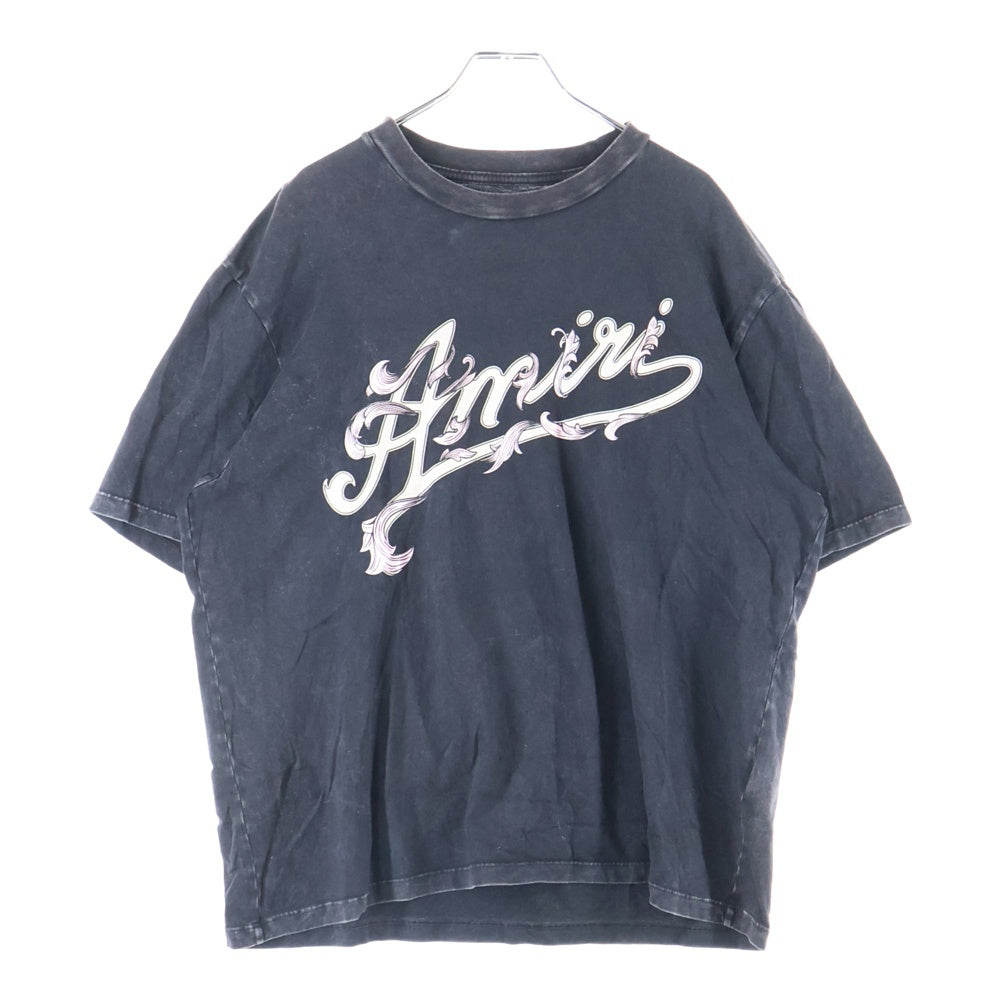 AMIRI(アミリ) ブリーチ 加工 フロントロゴ 半袖Tシャツ ブラック