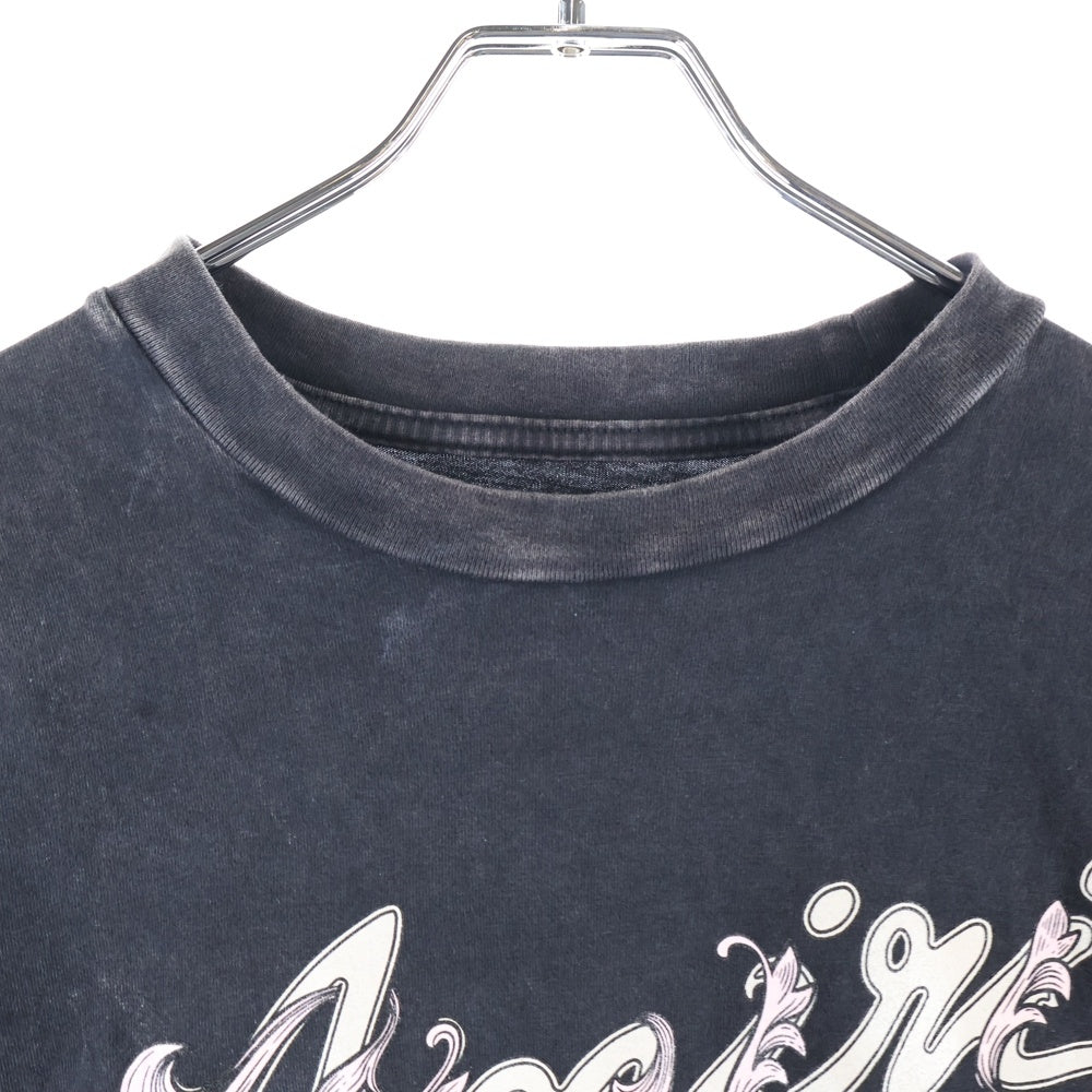 AMIRI(アミリ) ブリーチ 加工 フロントロゴ 半袖Tシャツ ブラック