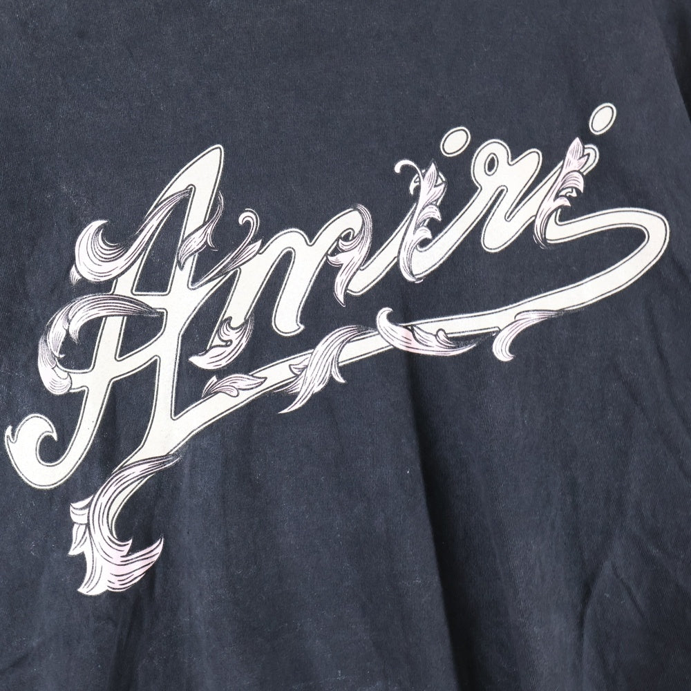 AMIRI(アミリ) ブリーチ 加工 フロントロゴ 半袖Tシャツ ブラック