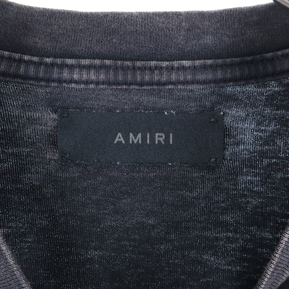 AMIRI(アミリ) ブリーチ 加工 フロントロゴ 半袖Tシャツ ブラック