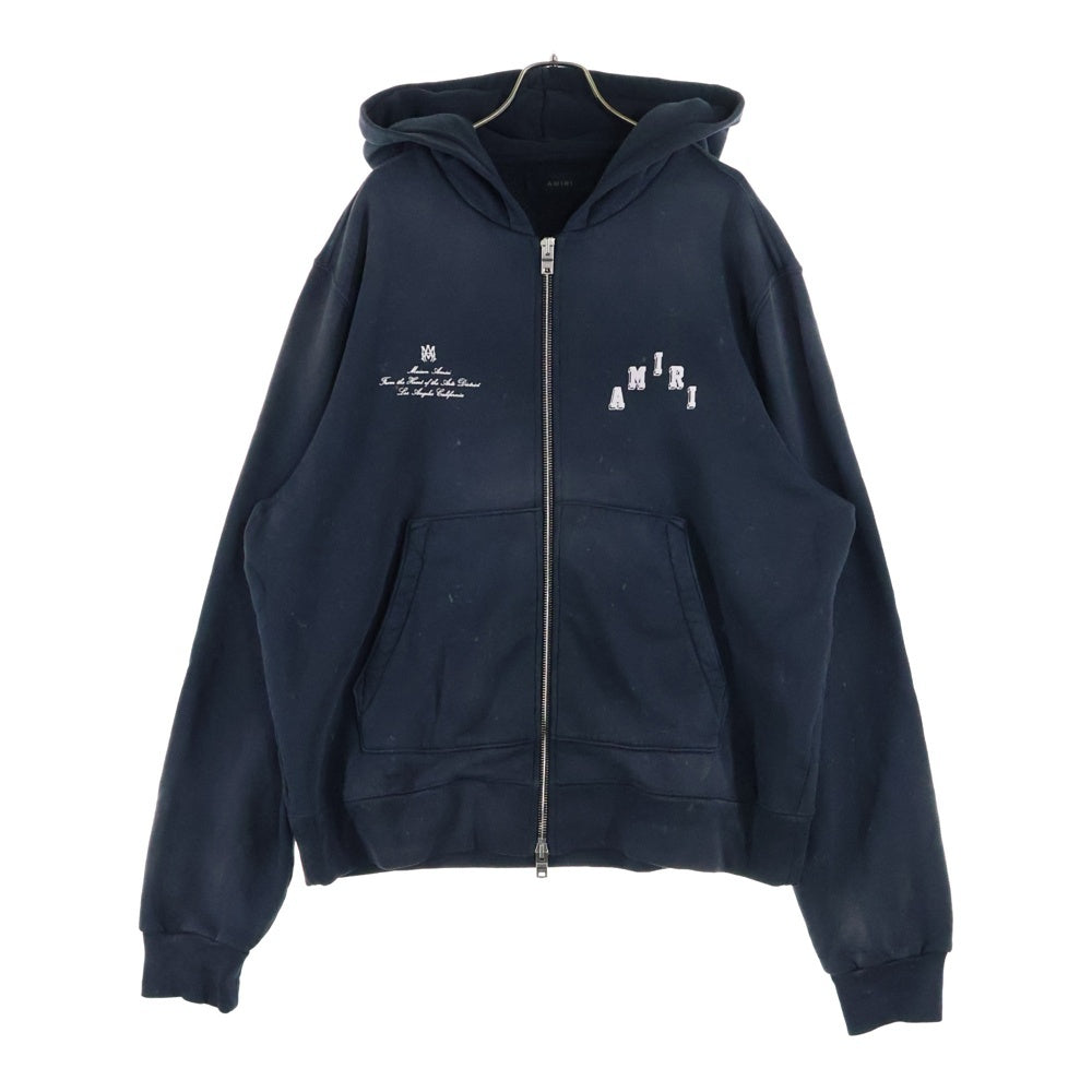 AMIRI(アミリ) ヴィンテージ加工 エフェクトロゴ ジップアップフーディーパーカー ブラック