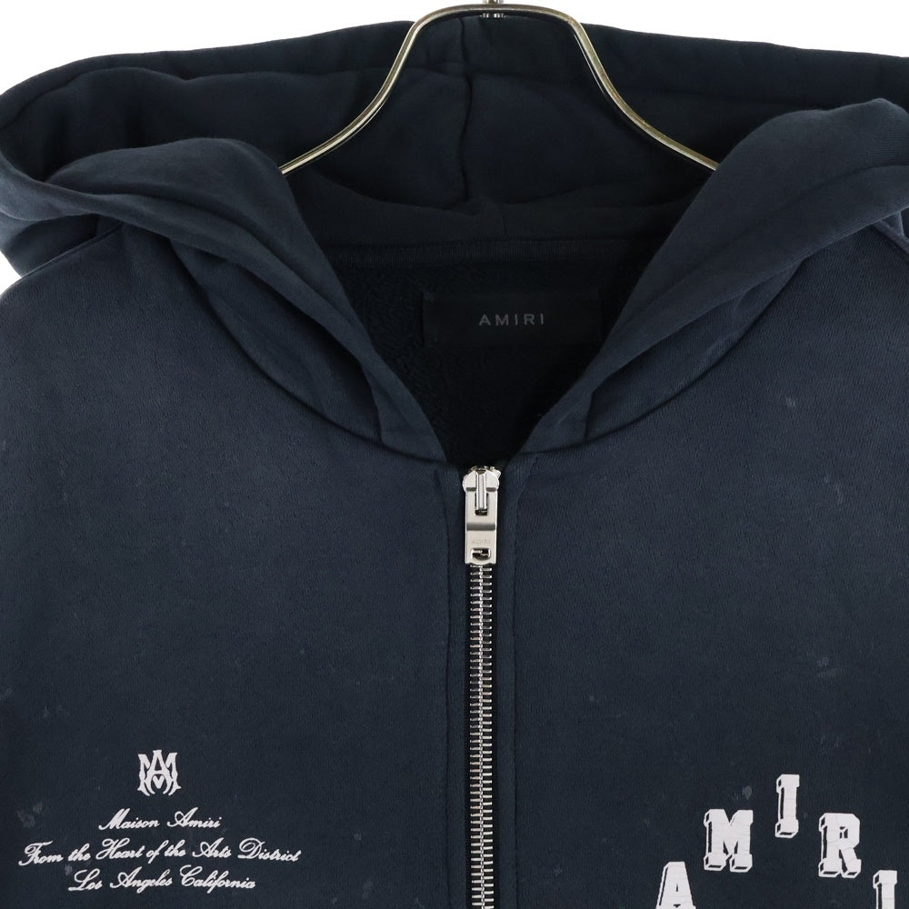 AMIRI(アミリ) ヴィンテージ加工 エフェクトロゴ ジップアップフーディーパーカー ブラック