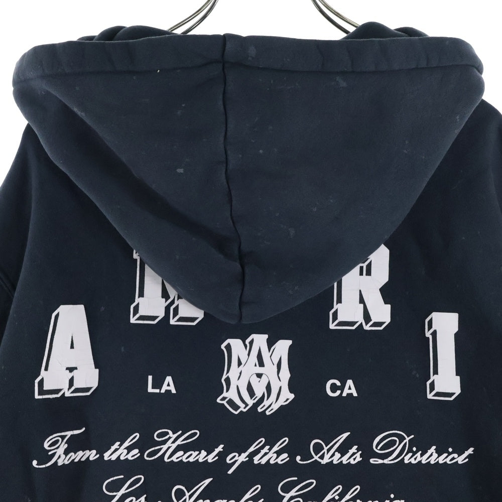 AMIRI(アミリ) ヴィンテージ加工 エフェクトロゴ ジップアップフーディーパーカー ブラック